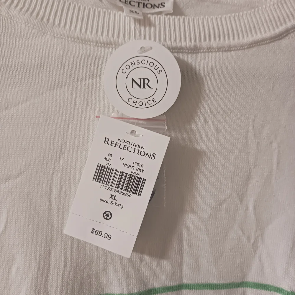 Northern Reflections White and Blue Striped Long Sleeve Shirt - Picture 3 of 4